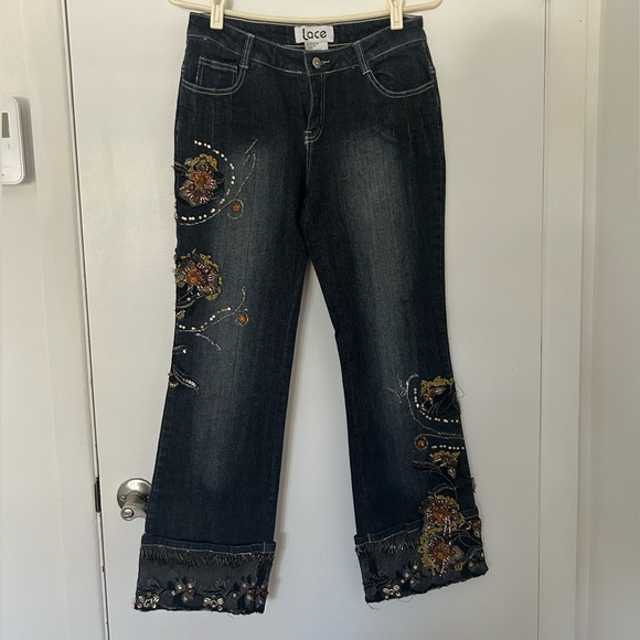 Y2K embroidered dark wash jeans - Picture 2 of 8